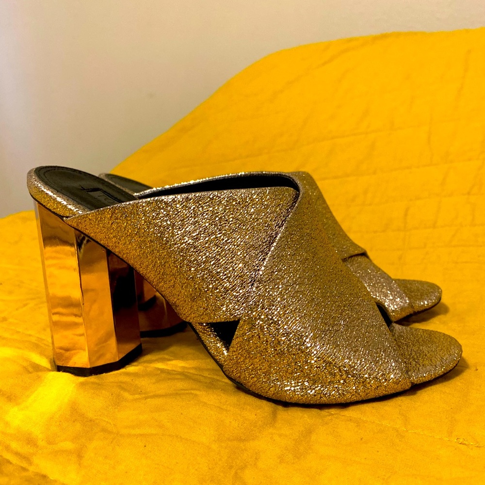 Rose gold platform heels